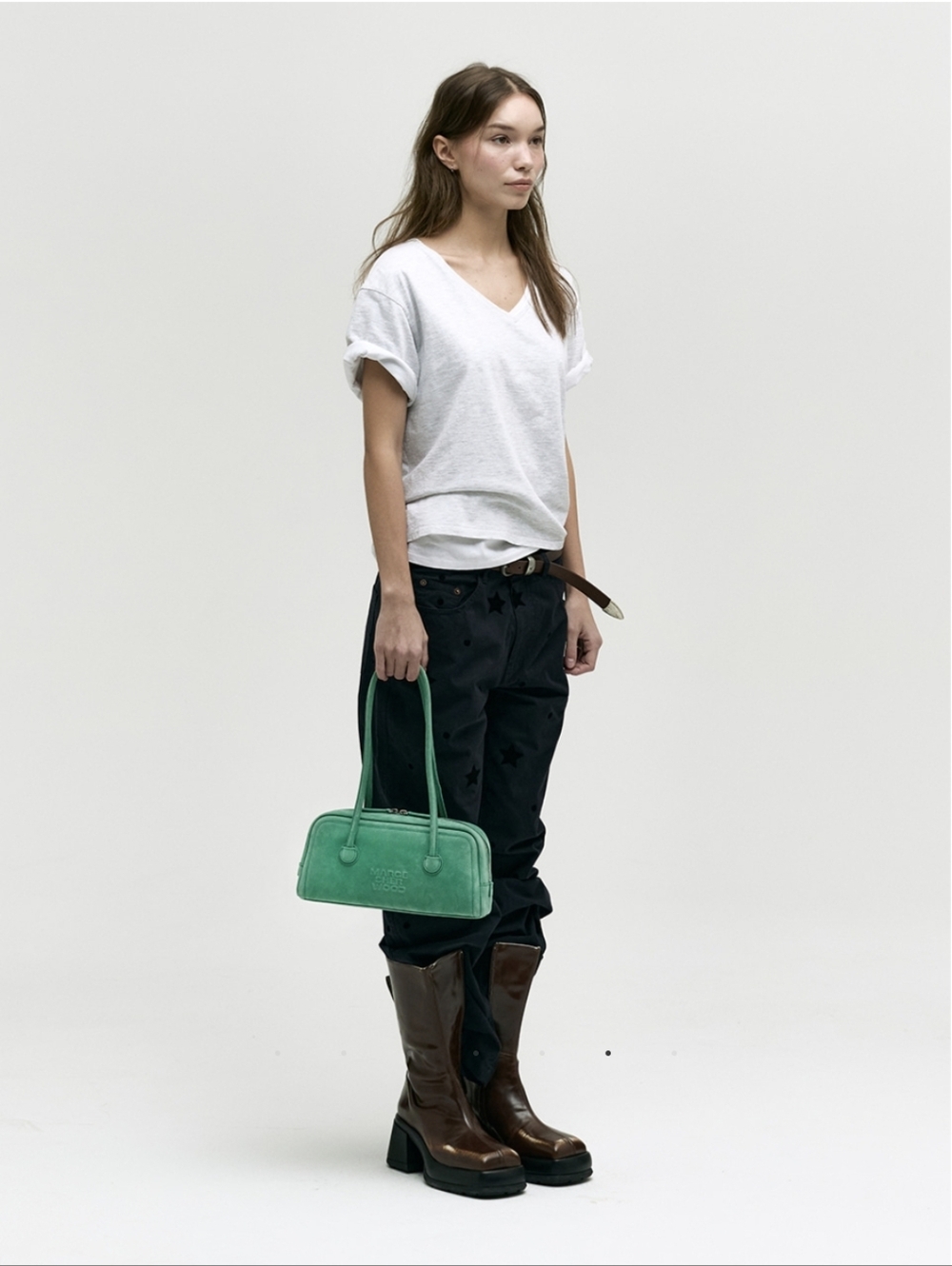 Marge Sherwood Soft Baguette Bag - Winter Green Nubuck - Picture 11 of 15